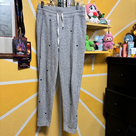 Rails Oakland Heart Print Joggers Melange Grey Black Hearts Size Large - Picture 2 of 10